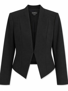 Bebe Black Structured Blazer Padded Shoulders Size 4
